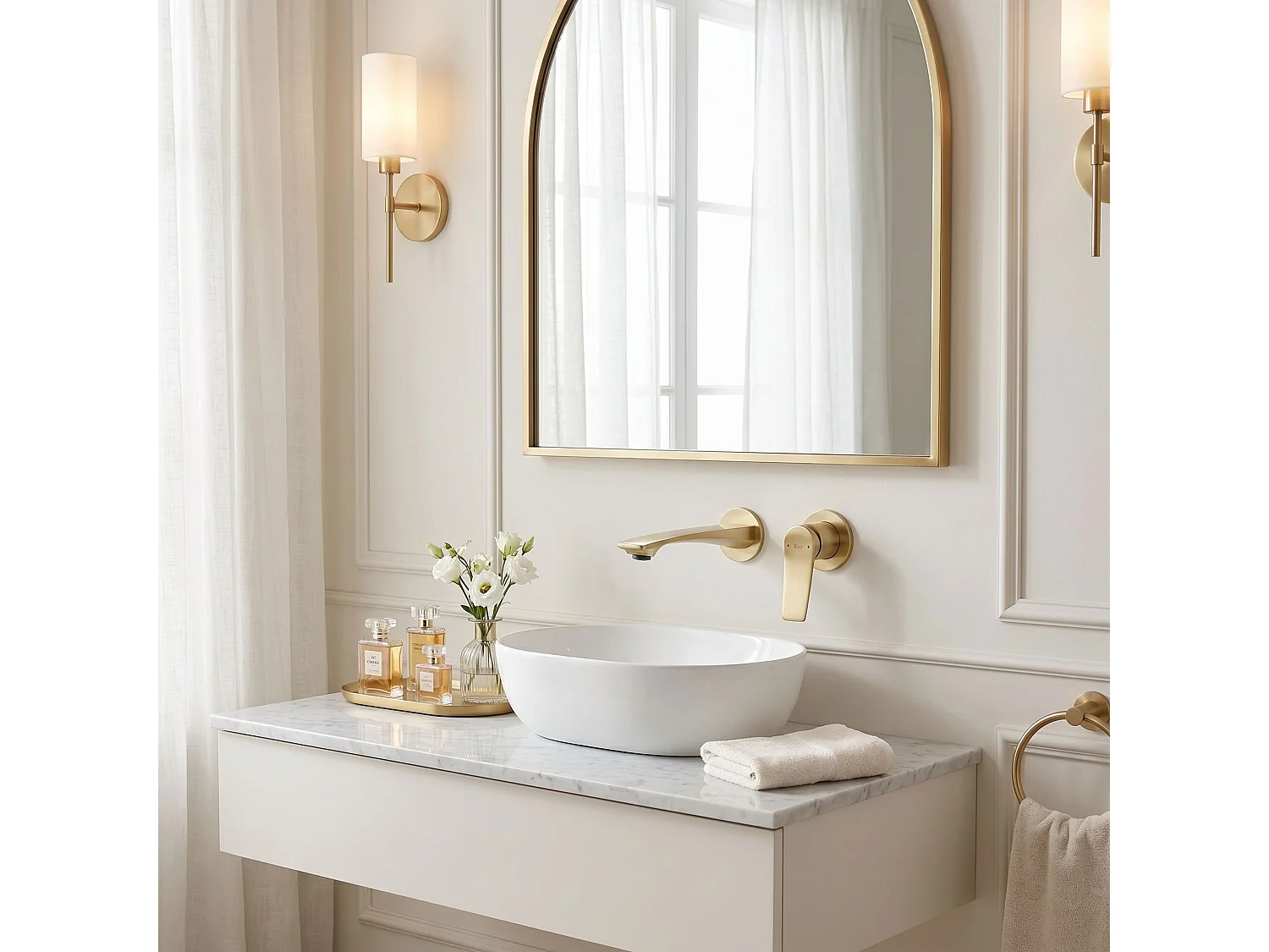 Inbyggd Tvättställsblandare Rea Vision Brush Gold