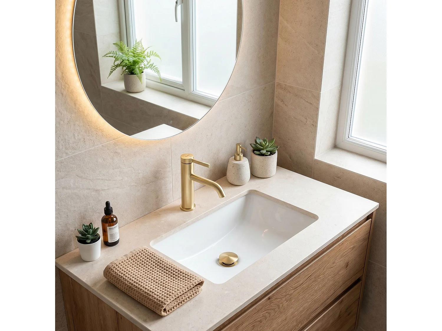 Robinet De Lavabo Rea Rivo Low Brush Gold