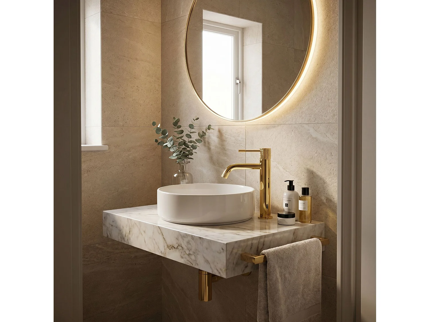 Wastafelkraan Rea Venti High Gold