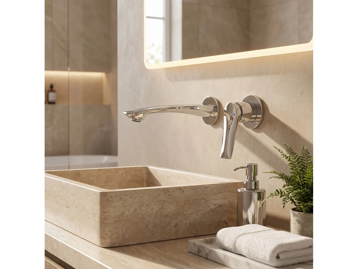 Robinet De Lavabo Rea Venti Low Brush Gold