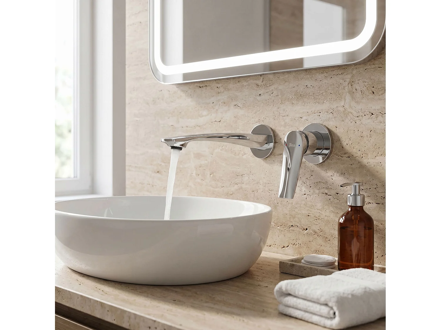 Robinet De Lavabo Rea Venti Low Brush Gold