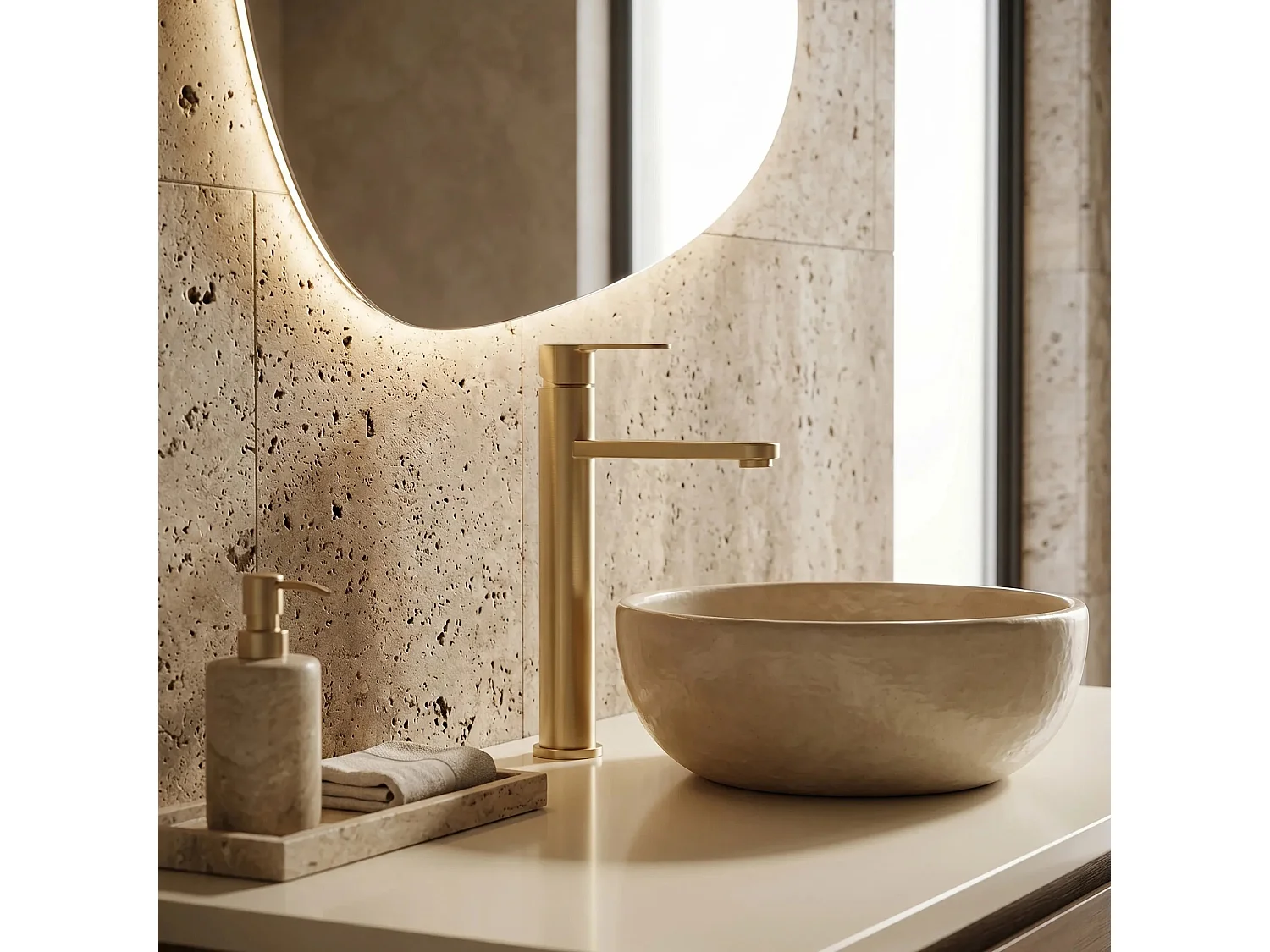 Wastafelkraan Rea Arcos High Brush Gold
