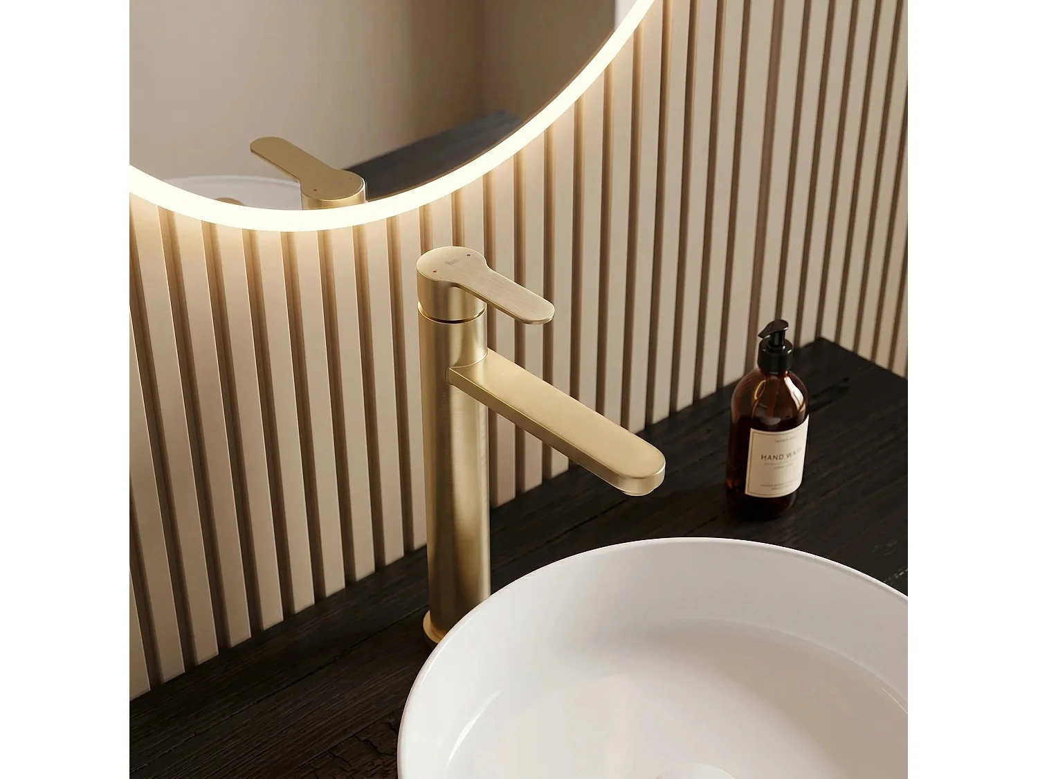 Wastafelkraan Rea Arcos High Brush Gold