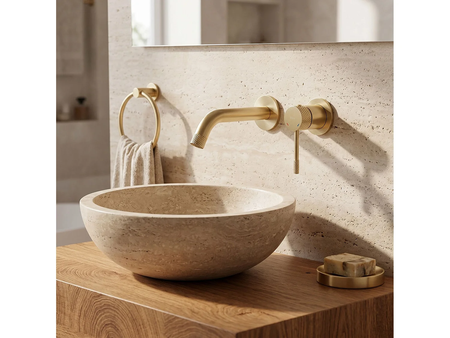 Robinet De Lavabo Encastré Rea Venti Brush Gold