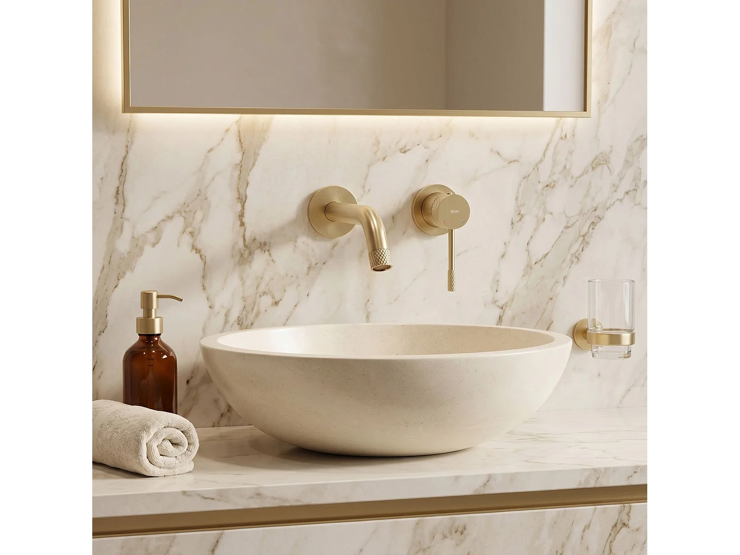 Robinet De Lavabo Encastré Rea Venti Brush Gold