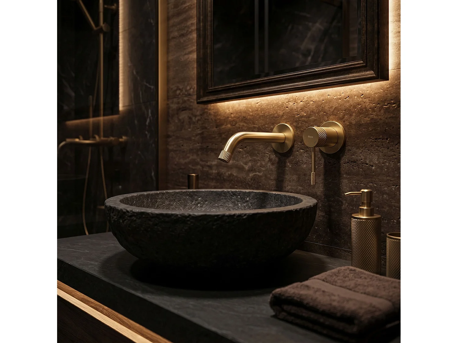 Robinet De Lavabo Encastré Rea Venti Brush Gold