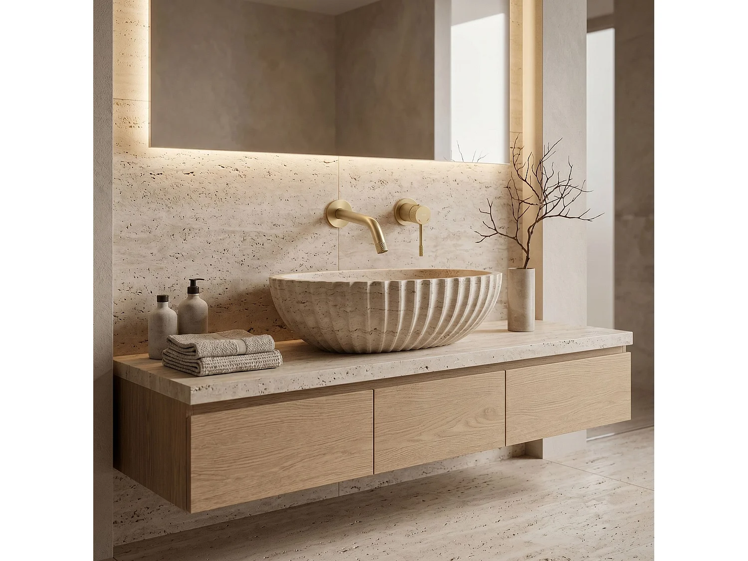 Robinet De Lavabo Encastré Rea Venti Brush Gold