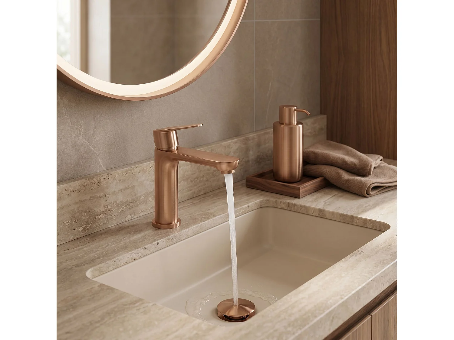 Wastafelkraan Rea Logan Low Brush Copper