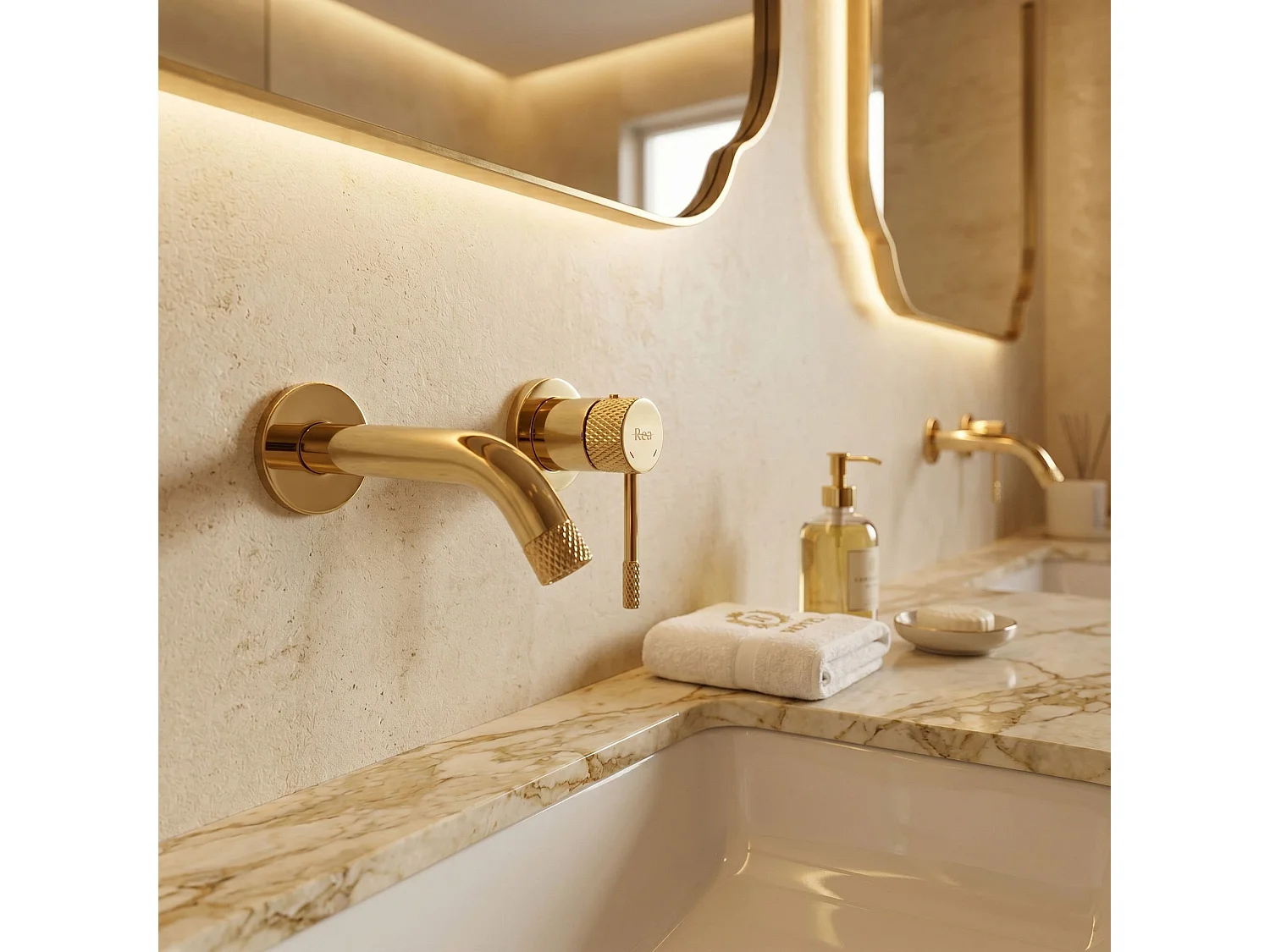 Robinet De Lavabo Encastré Rea Venti Gold