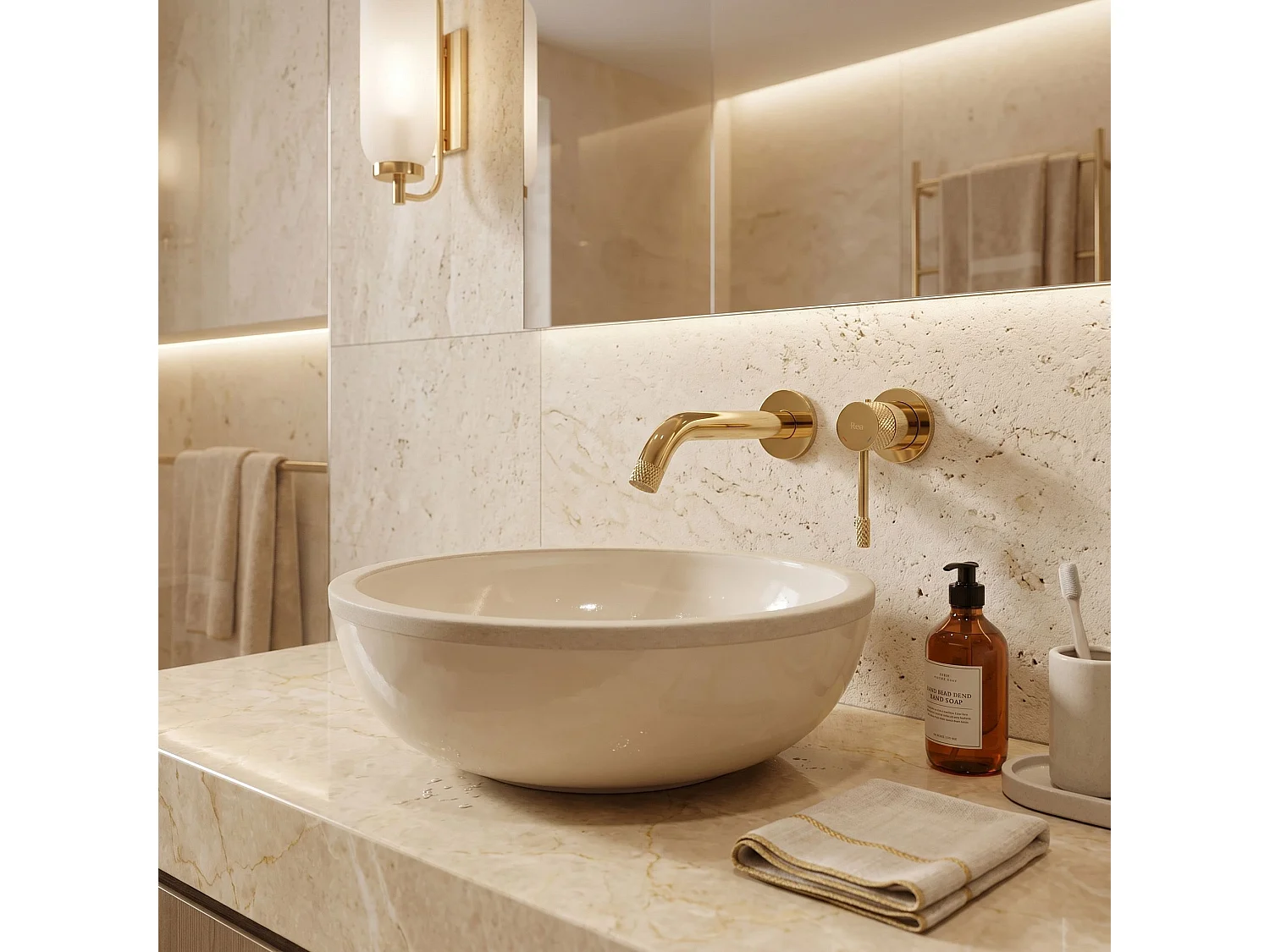 Robinet De Lavabo Encastré Rea Venti Gold