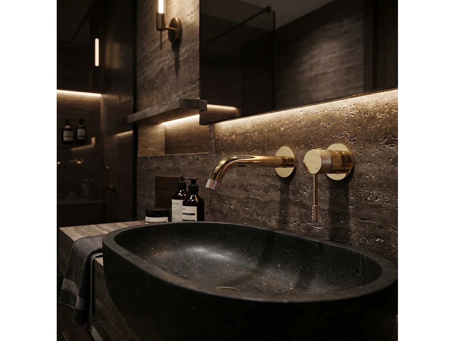 Robinet De Lavabo Encastré Rea Venti Gold