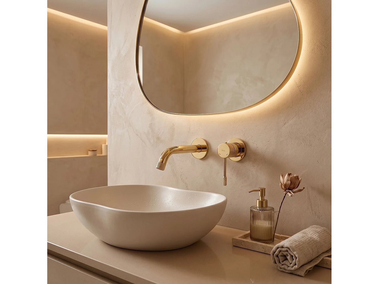 Robinet De Lavabo Encastré Rea Venti Gold