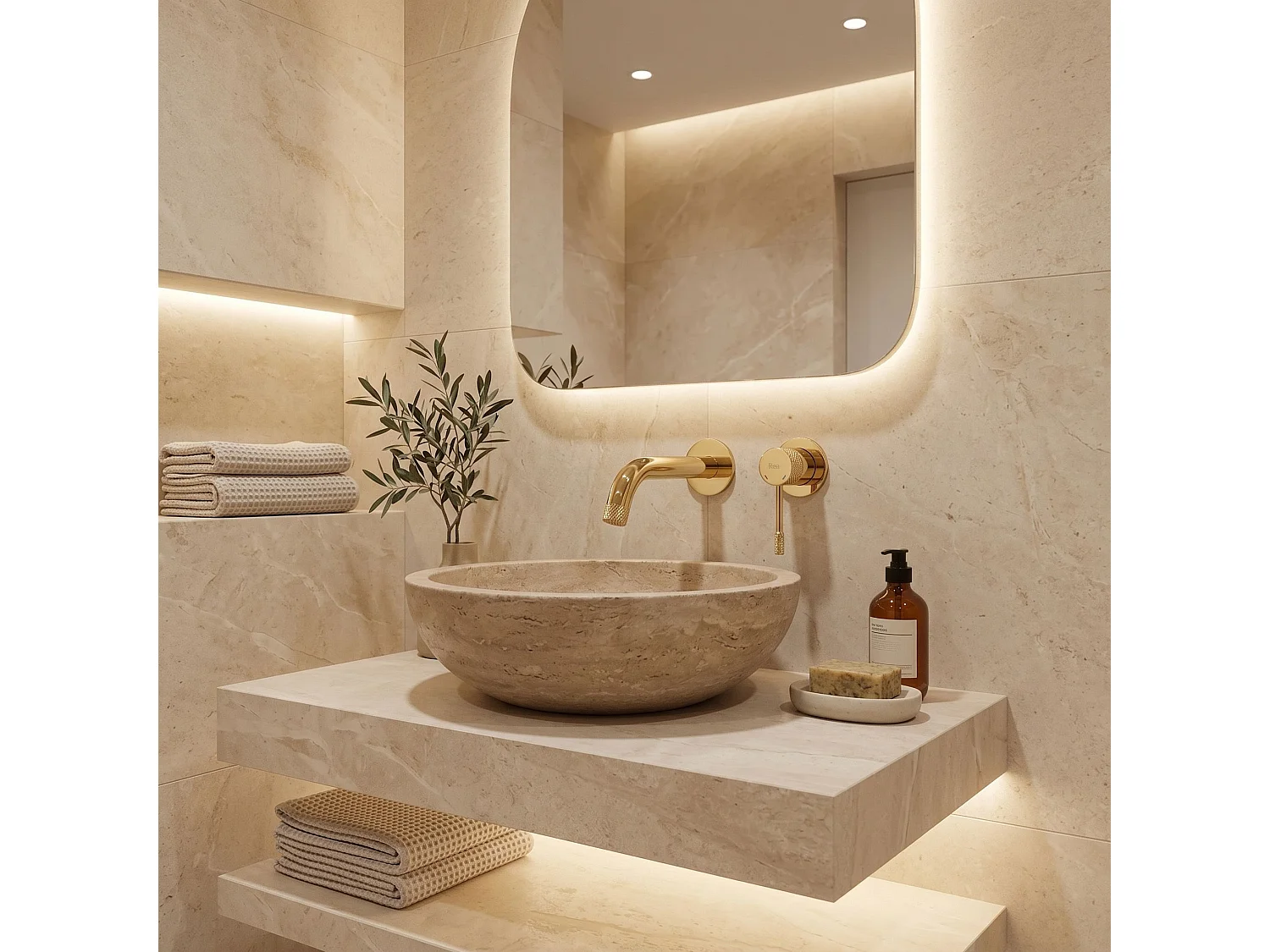 Robinet De Lavabo Encastré Rea Venti Gold