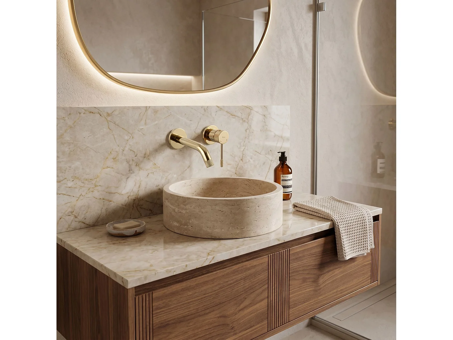 Robinet De Lavabo Encastré Rea Venti Gold