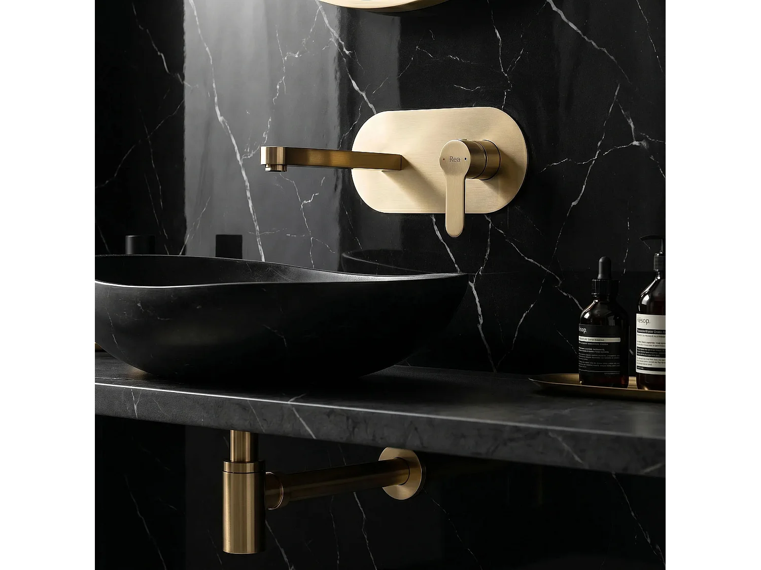 Verborgen Wastafelkraan Rea Arcos Brush Gold