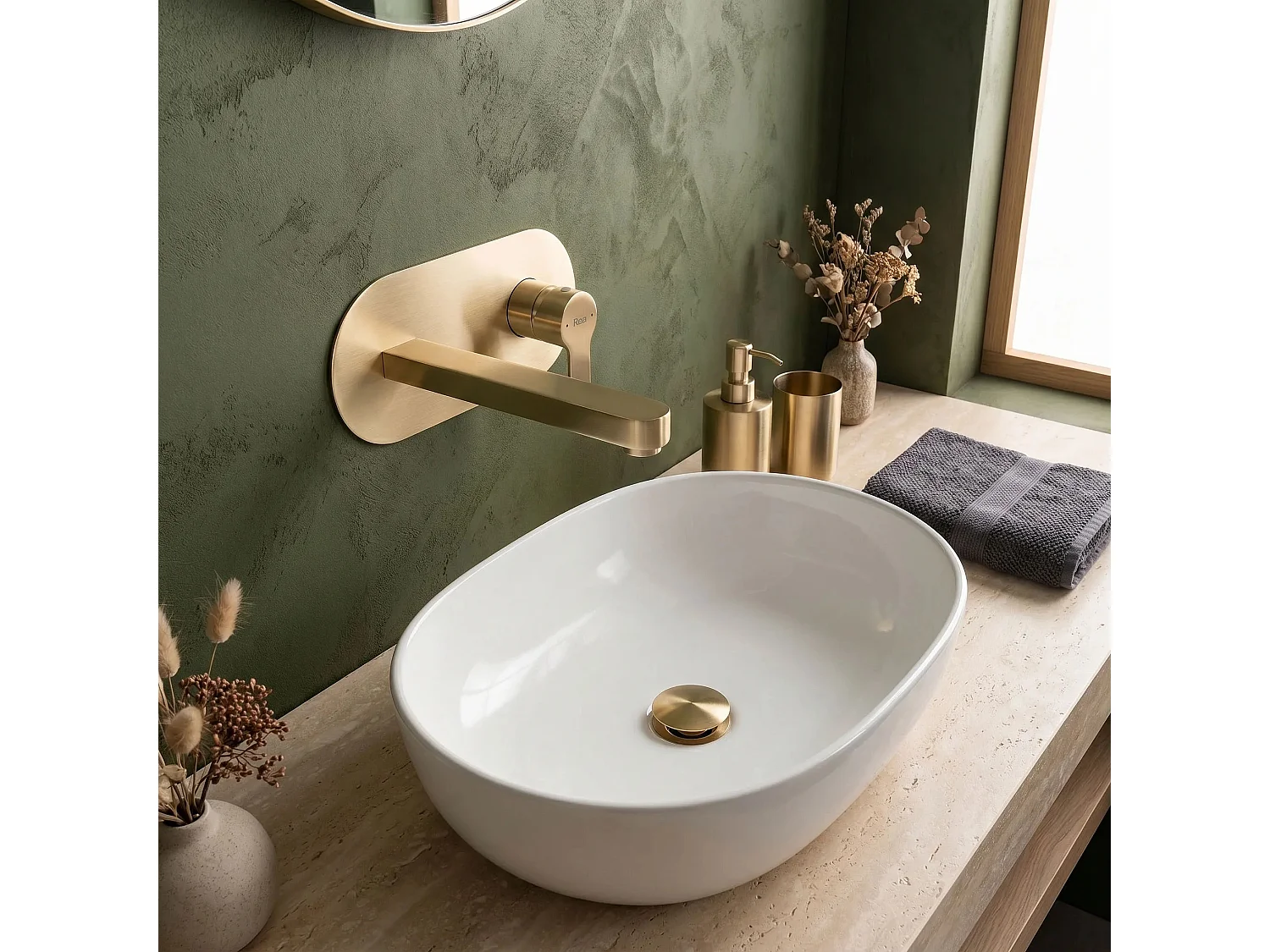 Verborgen Wastafelkraan Rea Arcos Brush Gold