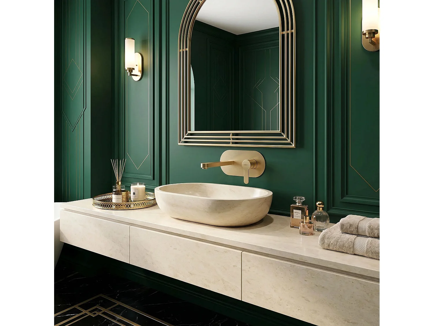 Verborgen Wastafelkraan Rea Arcos Brush Gold