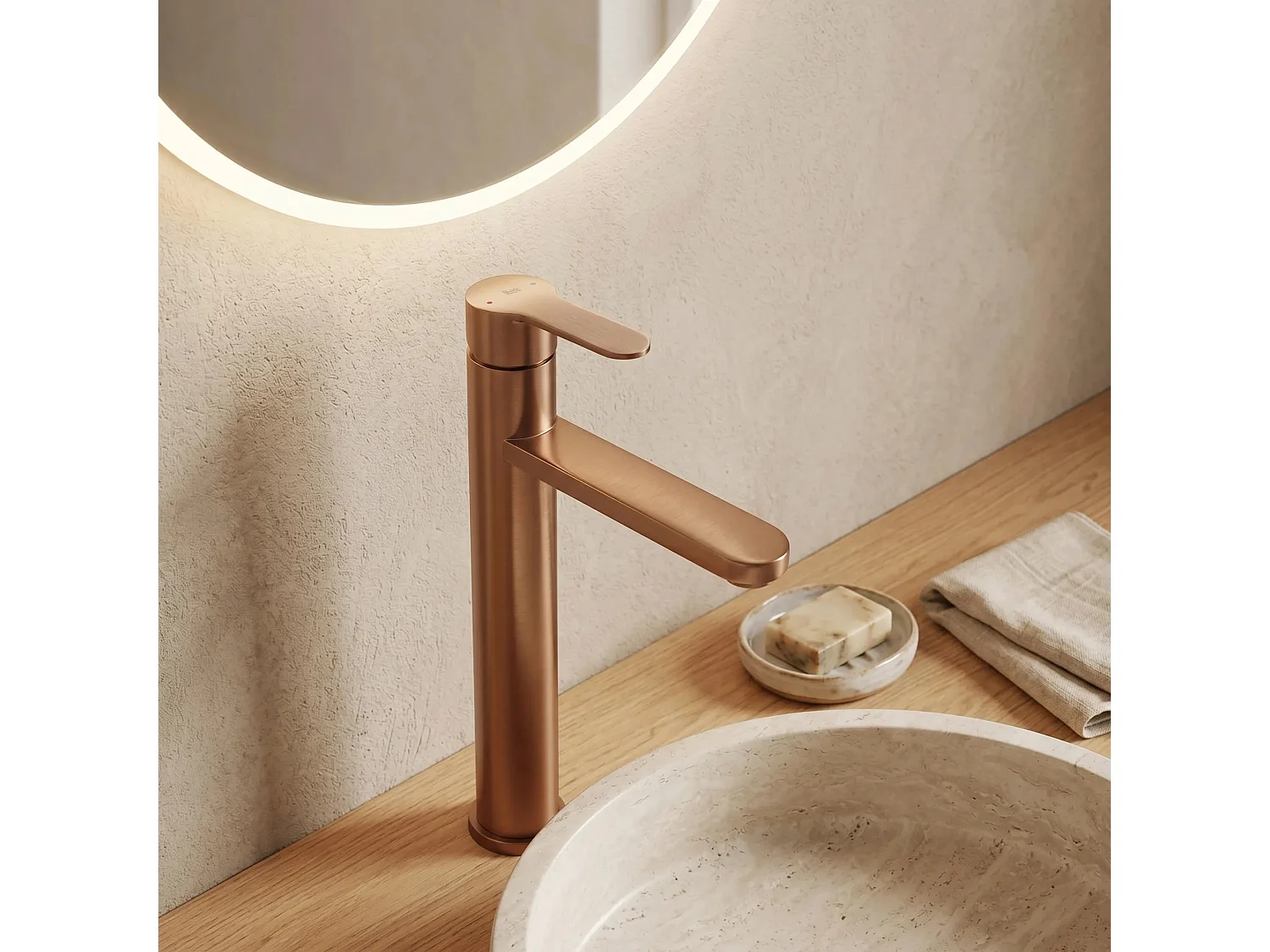 Wastafelkraan Rea Arcos High Brush Copper