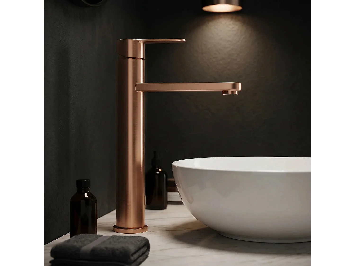 Wastafelkraan Rea Arcos High Brush Copper