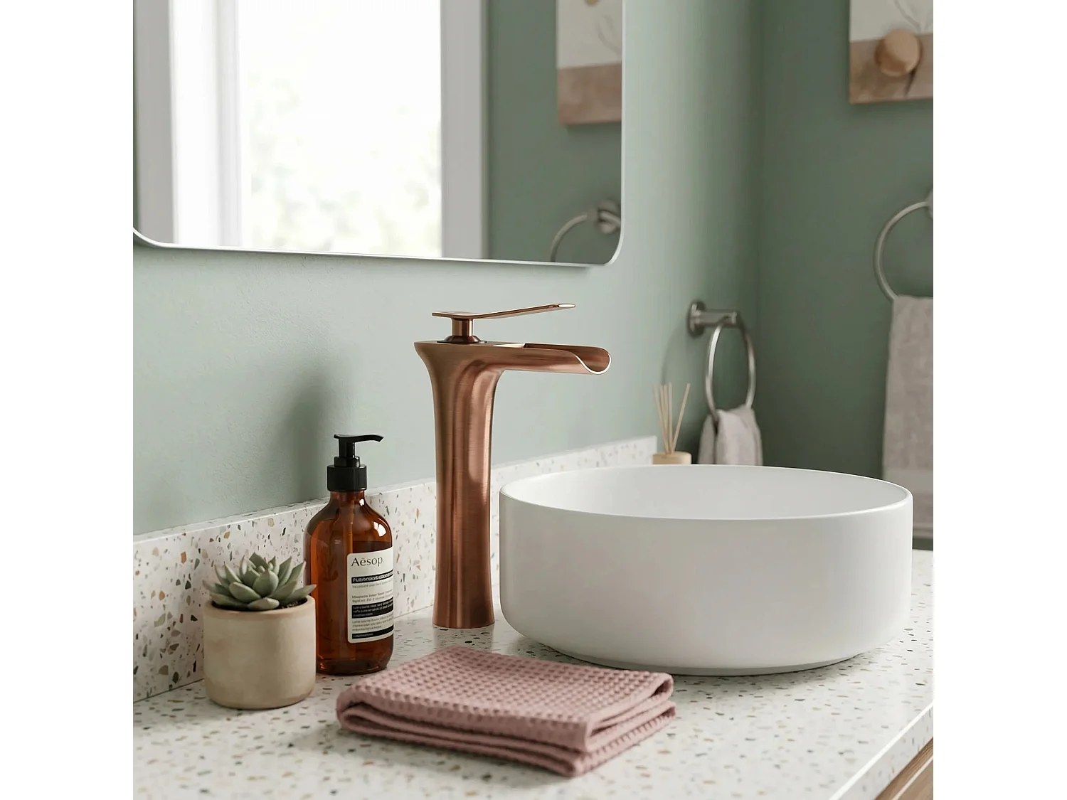 Robinet De Lavabo Rea Laguna High Brush Copper