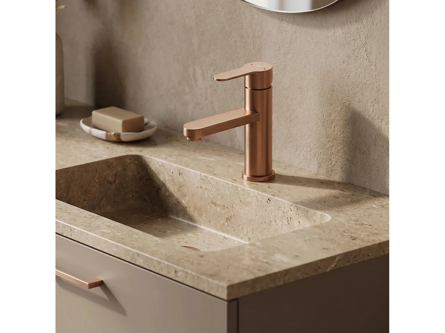 Wastafelkraan Rea Arcos Low Brush Copper