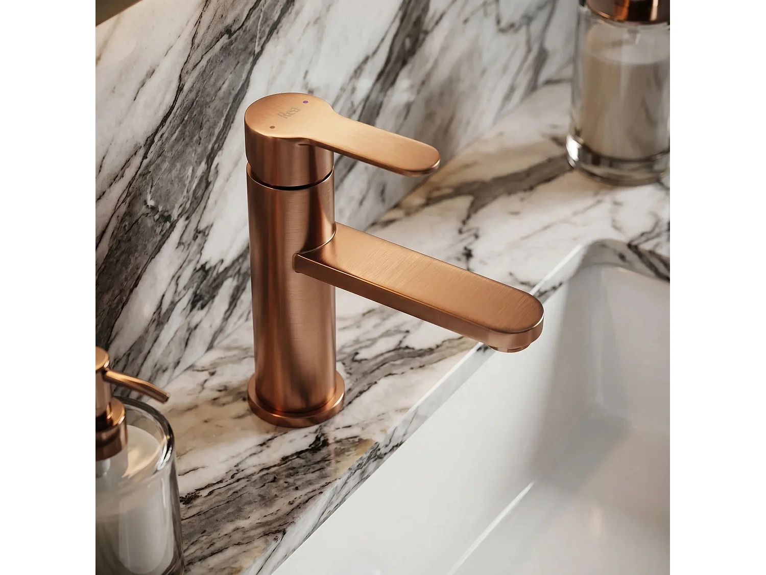 Wastafelkraan Rea Arcos Low Brush Copper