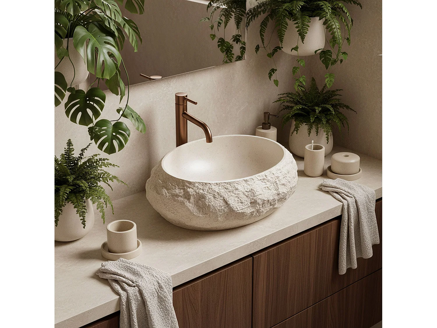 Bordplade Håndvask Rea Mika Warm Beige