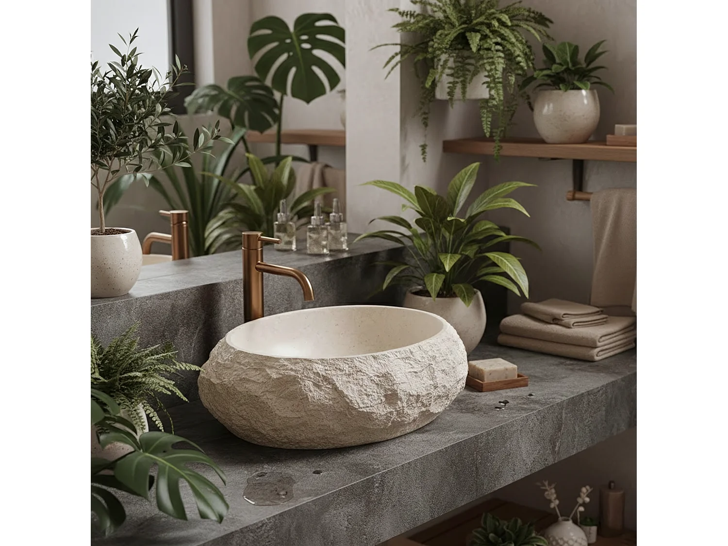 Bordplade Håndvask Rea Mika Warm Beige