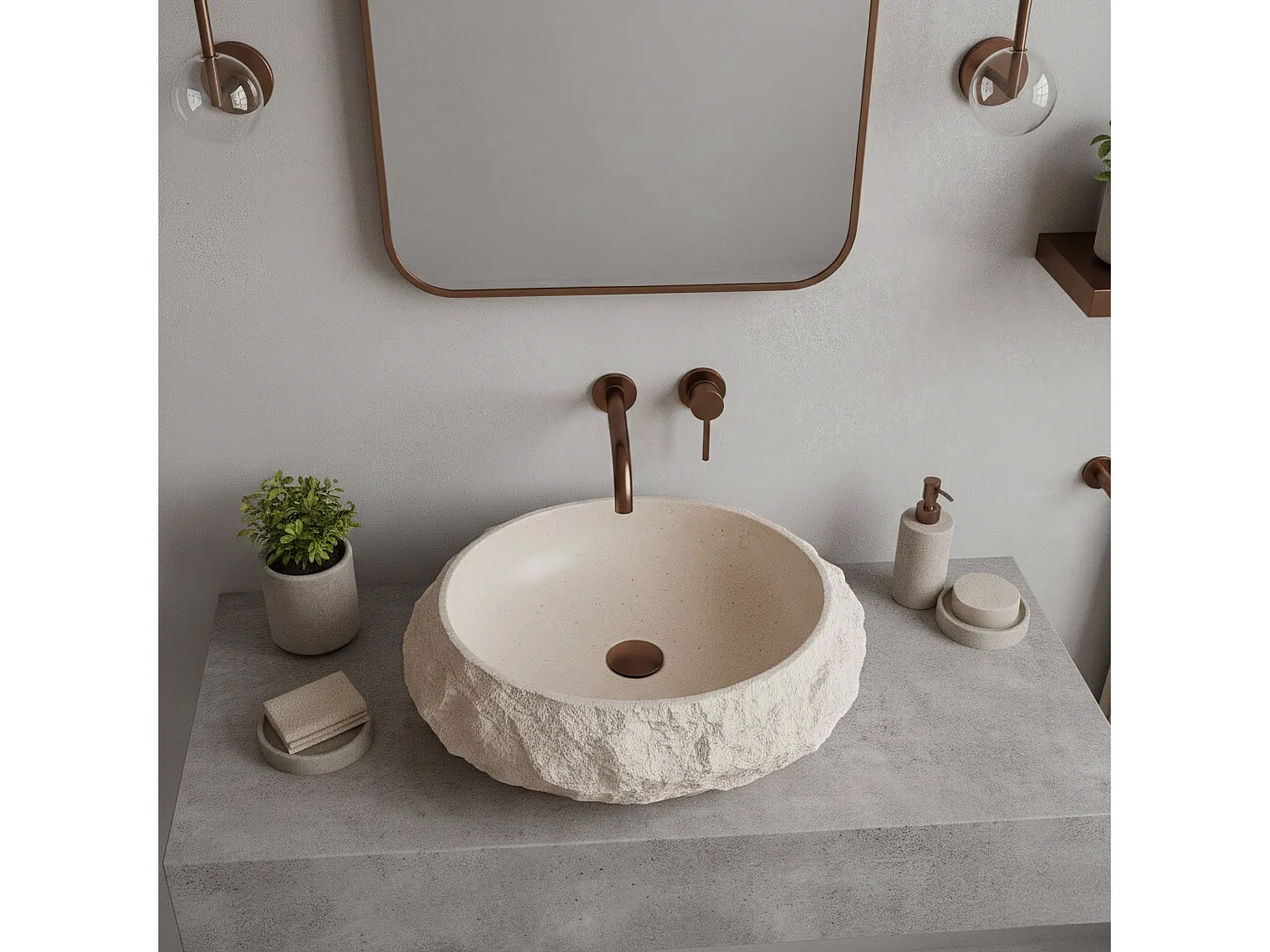 Bordplade Håndvask Rea Mika Warm Beige