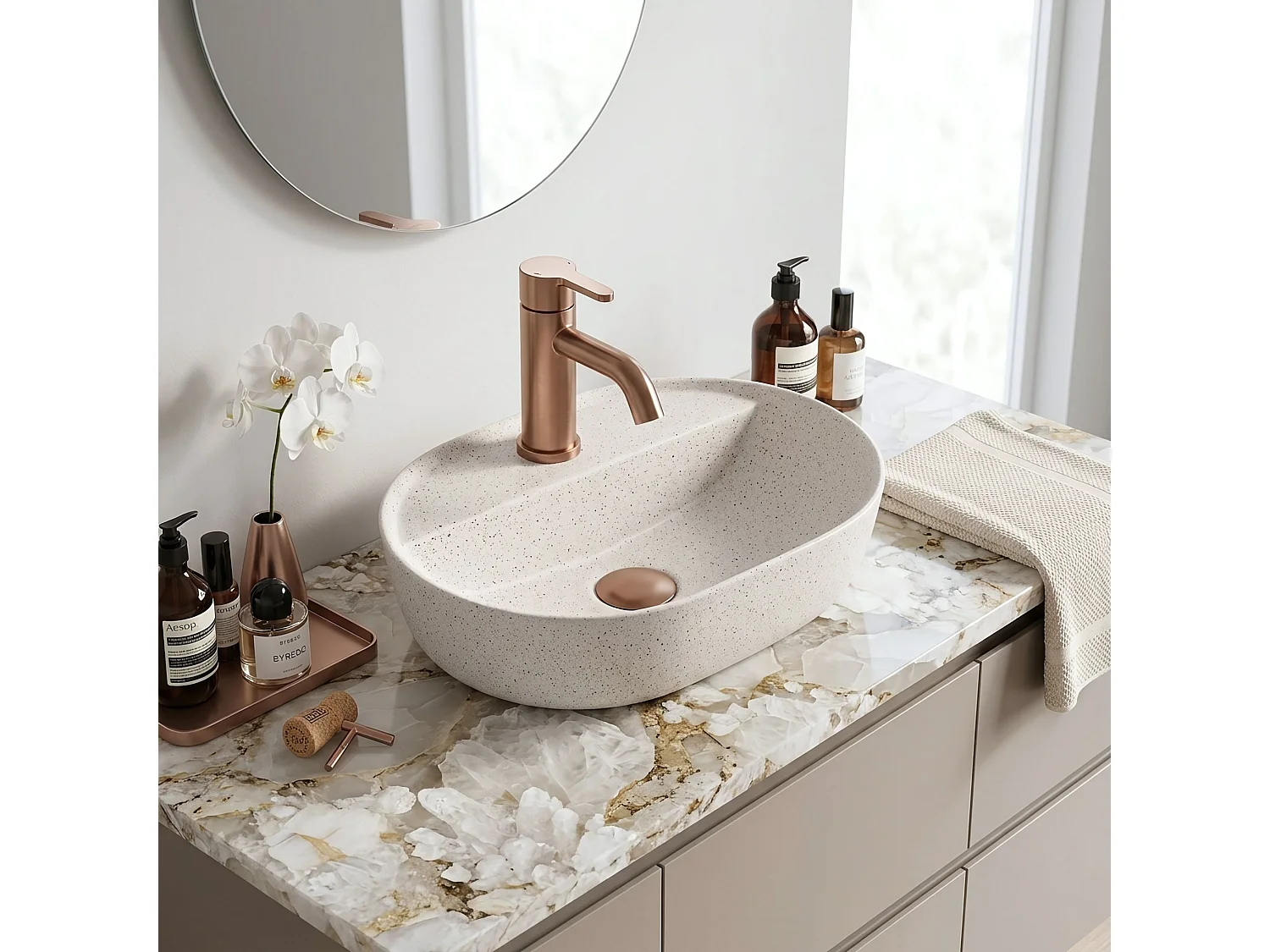 Bordmonteret Håndvask Rea Aura 42 Sandy Beige