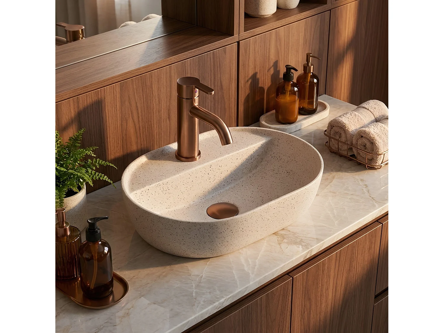 Bordmonteret Håndvask Rea Aura 42 Sandy Beige