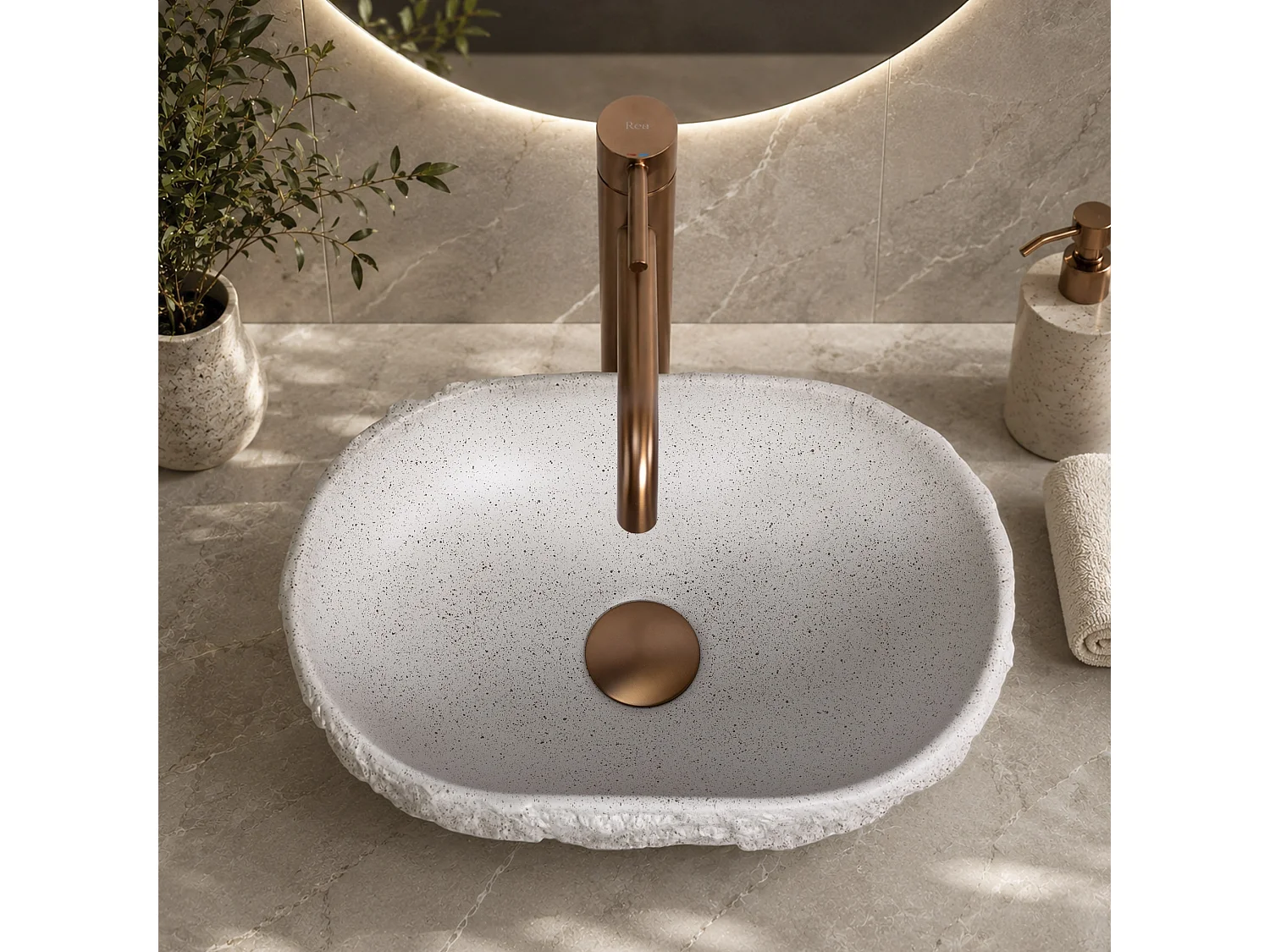 Bordmonteret Håndvask Rea Evora Greige Beige