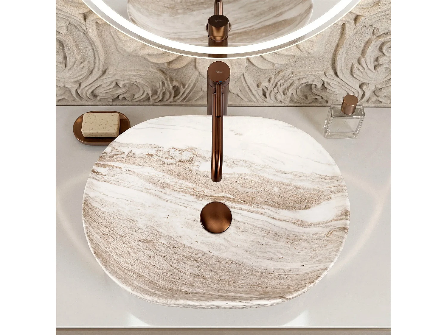 Bordplade Håndvask Rea Oktawia Saturn Beige