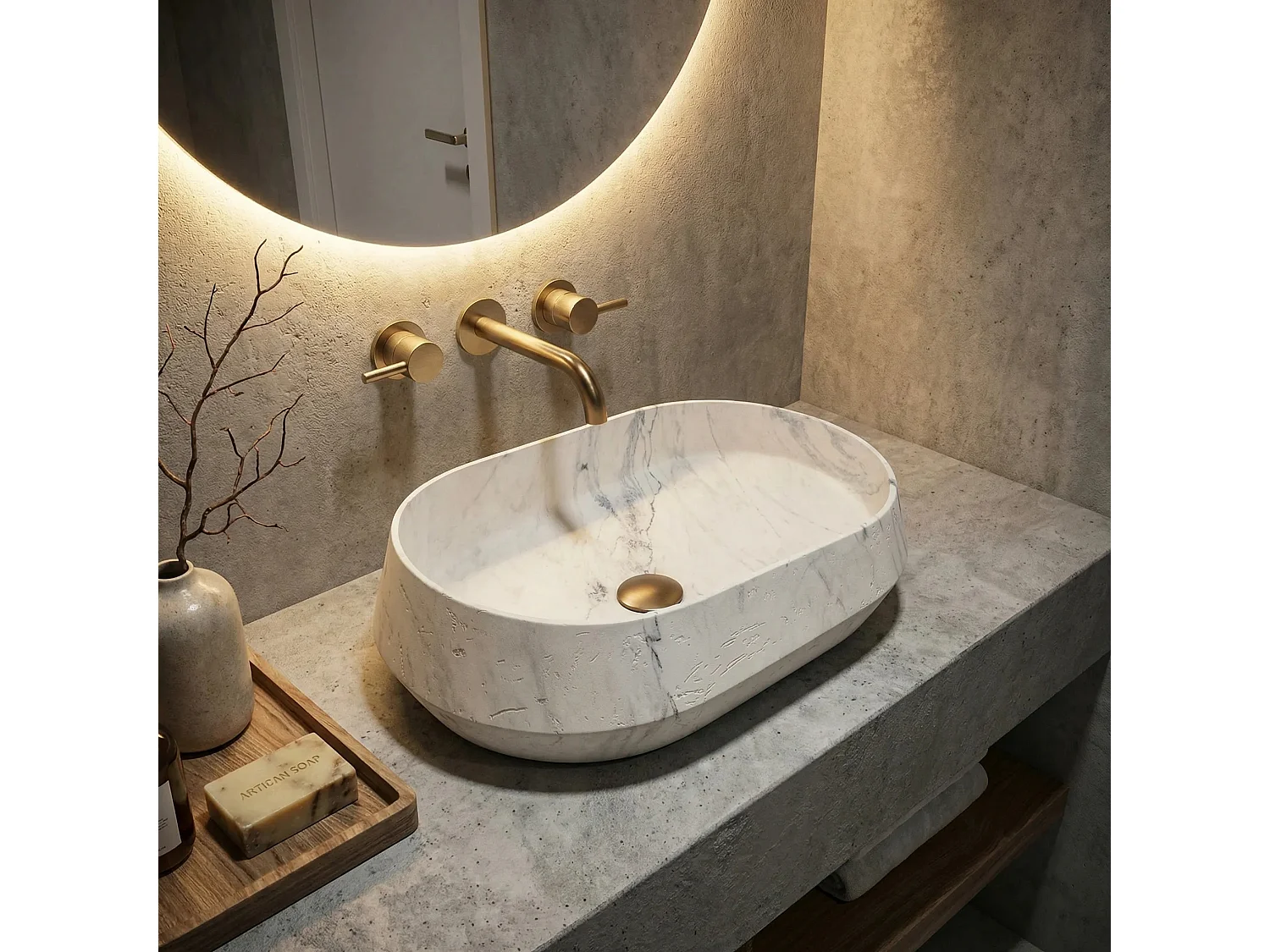 Bordplade Håndvask Rea Zoe Marlo Beige