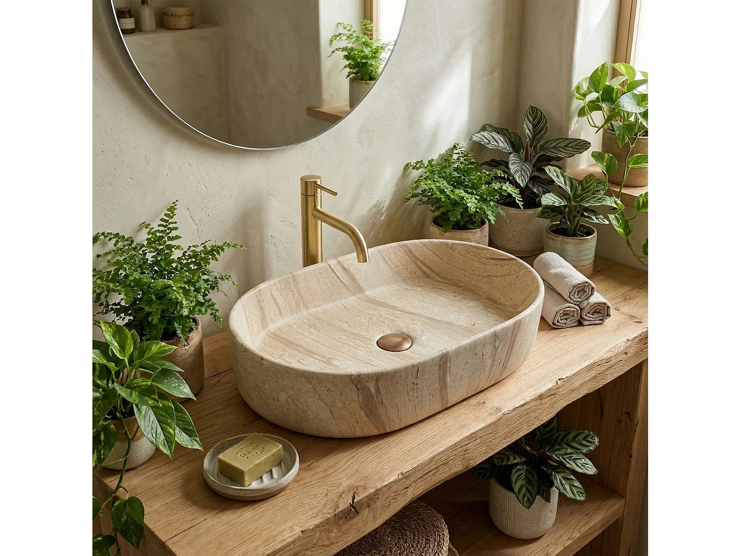 Countertop Washbasin Rea Nadia 60 Beige