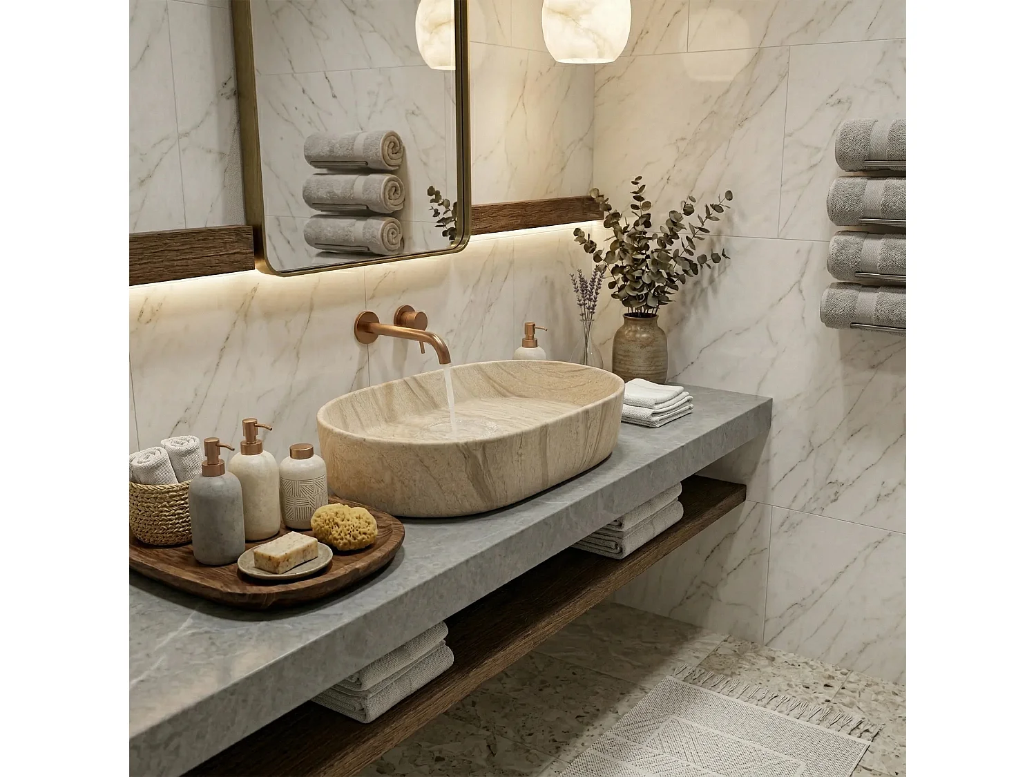 Countertop Washbasin Rea Nadia 60 Beige