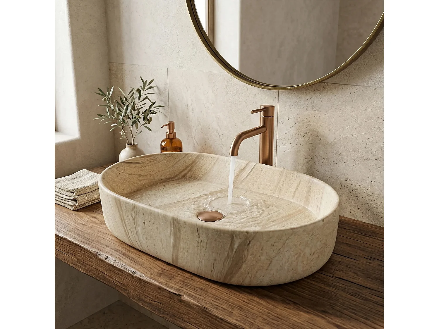 Countertop Washbasin Rea Nadia 60 Beige