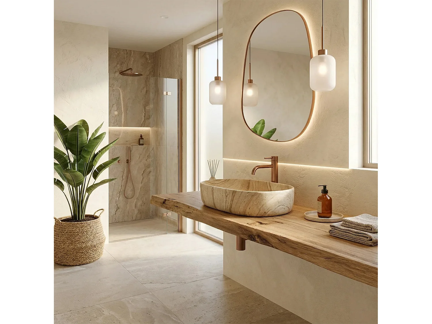 Countertop Washbasin Rea Nadia 60 Beige