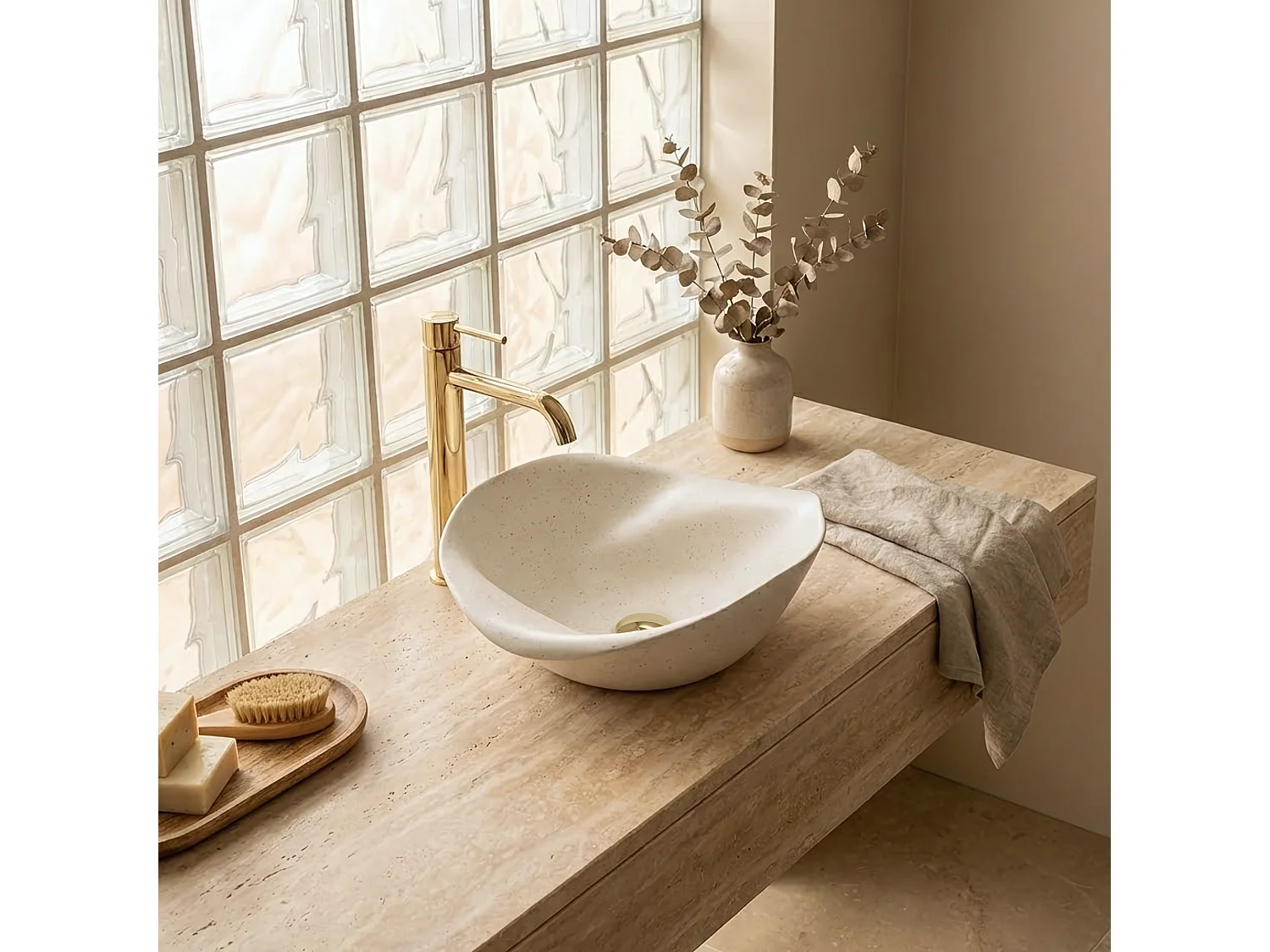 Opzetwastafel Rea Hm-34B Handmade Art Beige