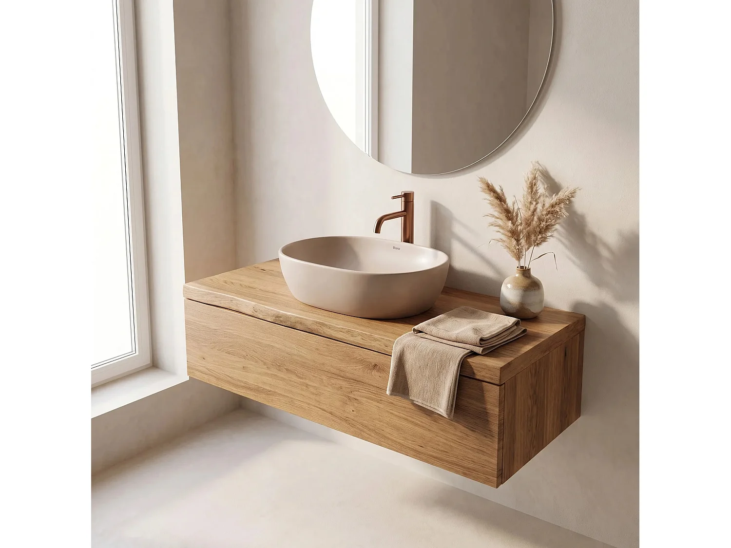 Bordmonteret Håndvask Rea Focus Taupe Beige