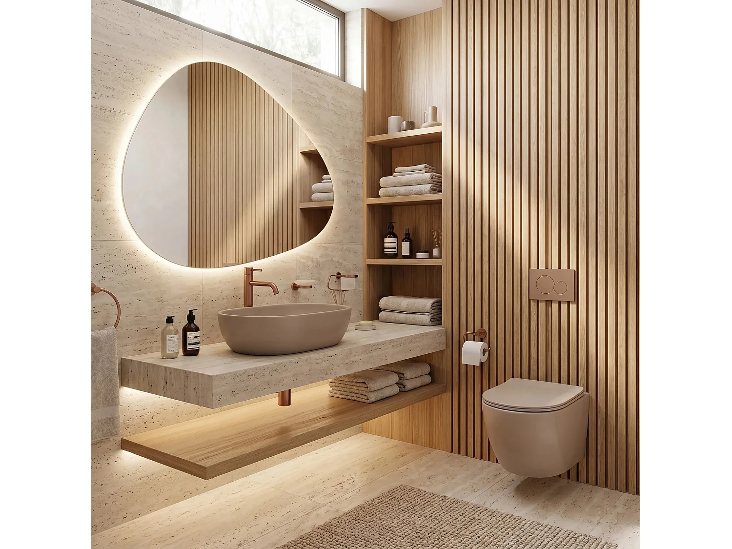 Bordmonteret Håndvask Rea Focus Taupe Beige