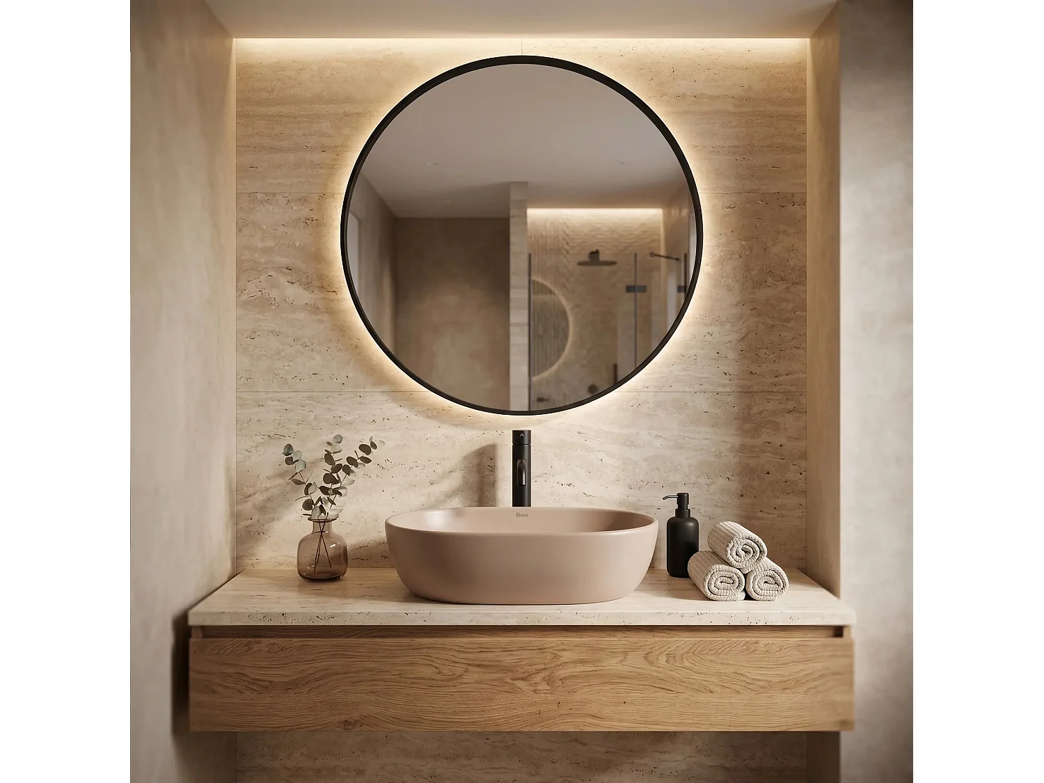 Bordmonteret Håndvask Rea Focus Taupe Beige