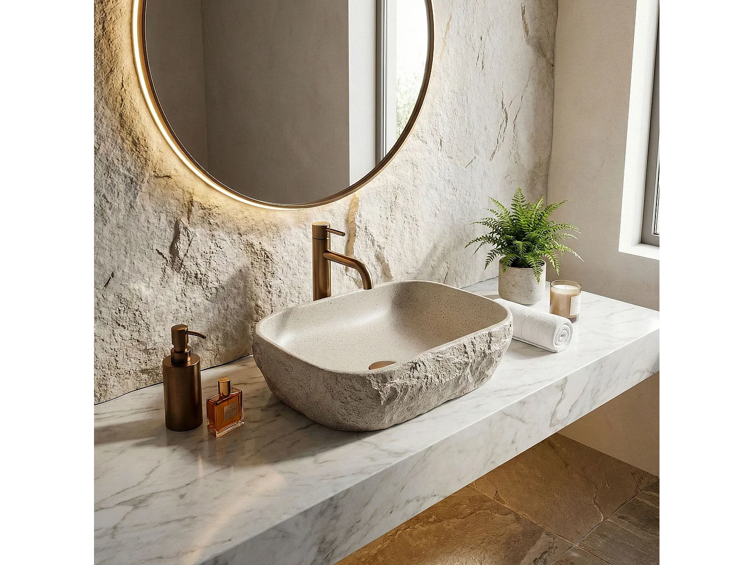 Opzetwastafel Rea Bianka Beige