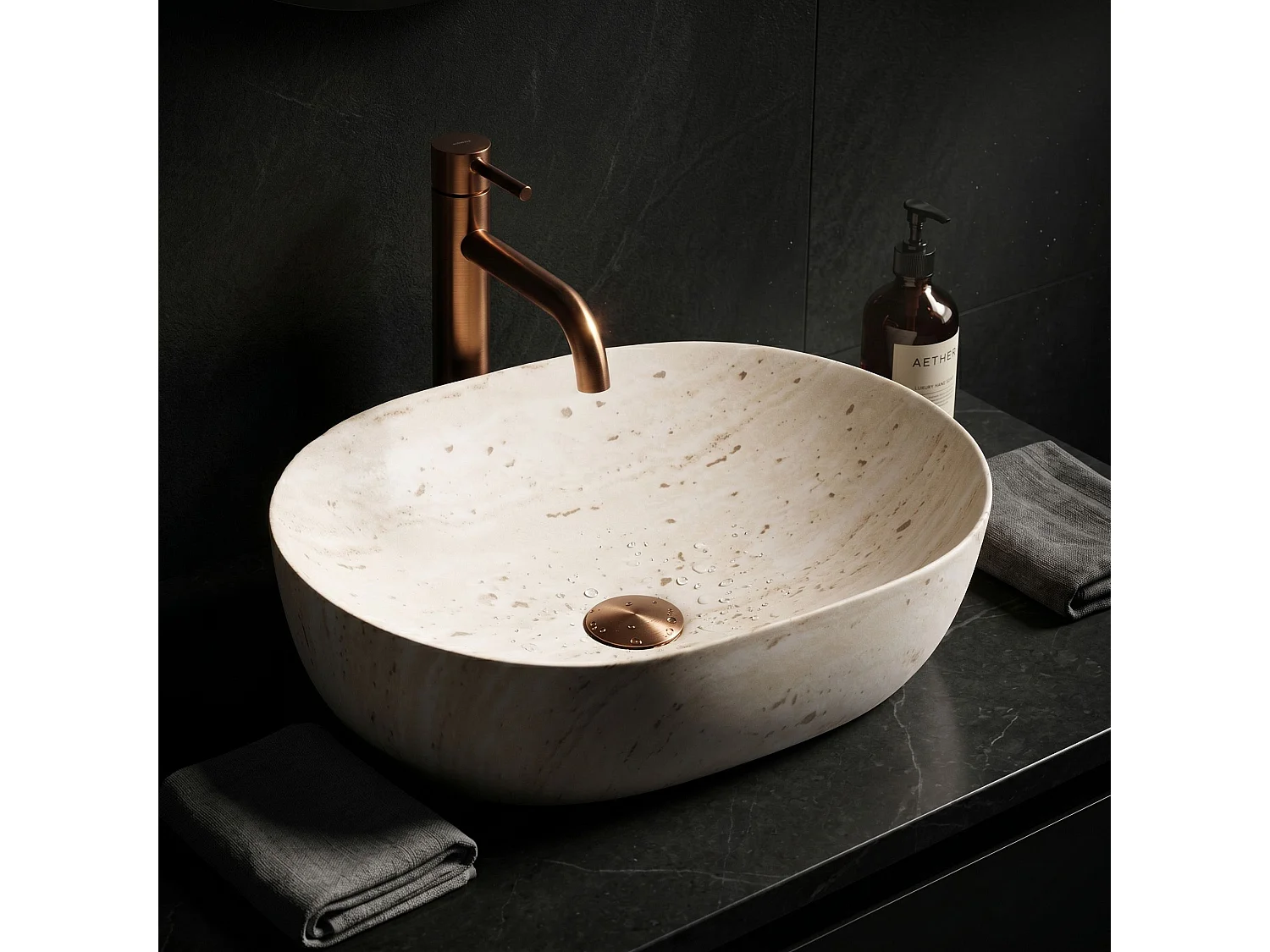 Bordplade Håndvask Rea Amelia 48 Travertine Classic Beige
