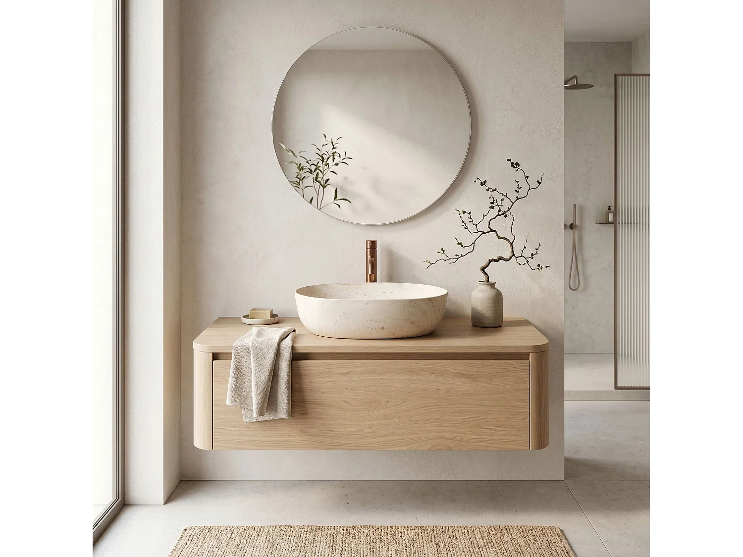 Bordplade Håndvask Rea Amelia 48 Travertine Classic Beige