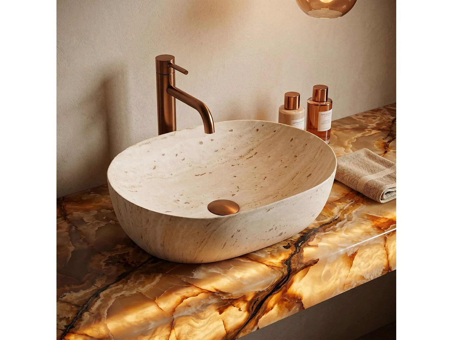 Bordplade Håndvask Rea Amelia 48 Travertine Classic Beige