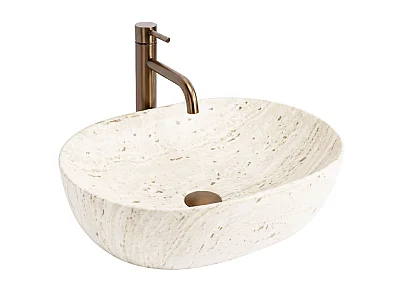 Lavabo Da Appoggio Rea Amelia 48 Travertine Classic Beige