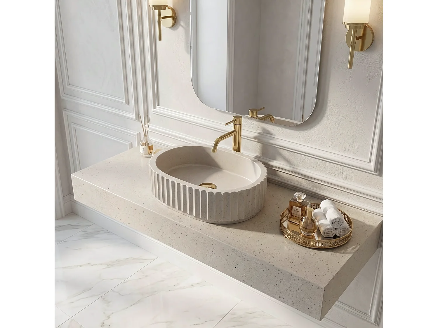 Vasque À Poser Rea Margaret Beige