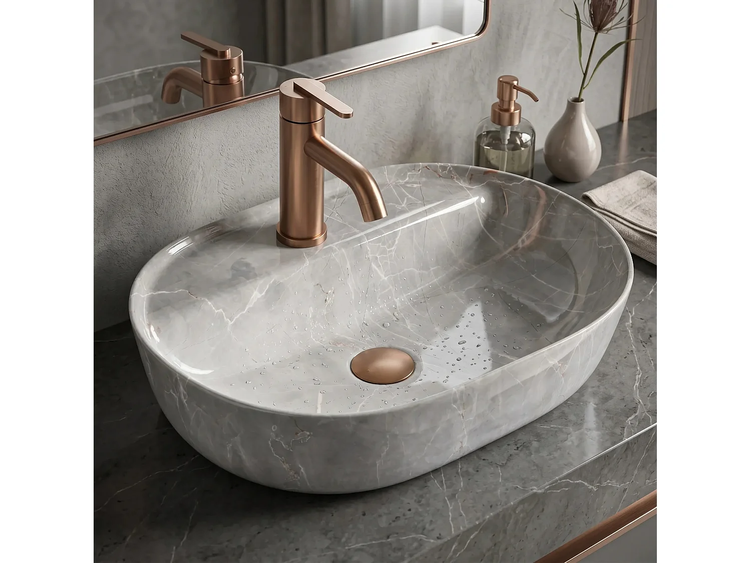 Bordmonteret Håndvask Rea Aura 51 Kashmir Grey