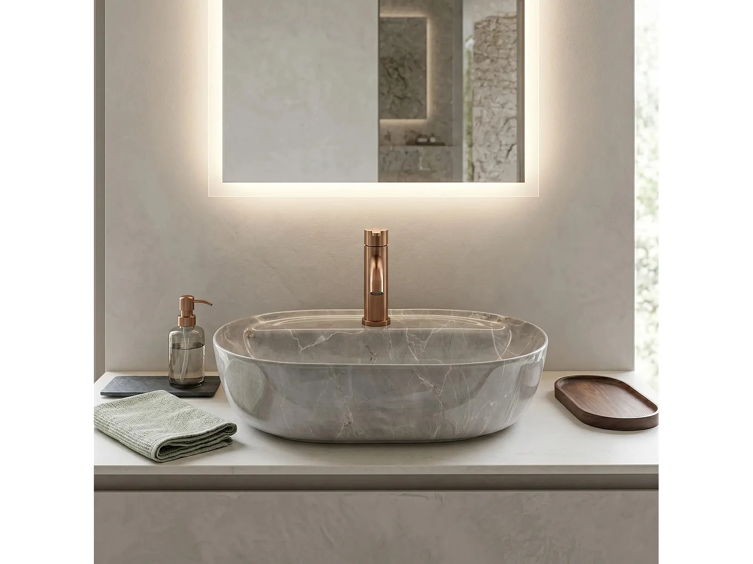 Bordmonteret Håndvask Rea Aura 51 Kashmir Grey